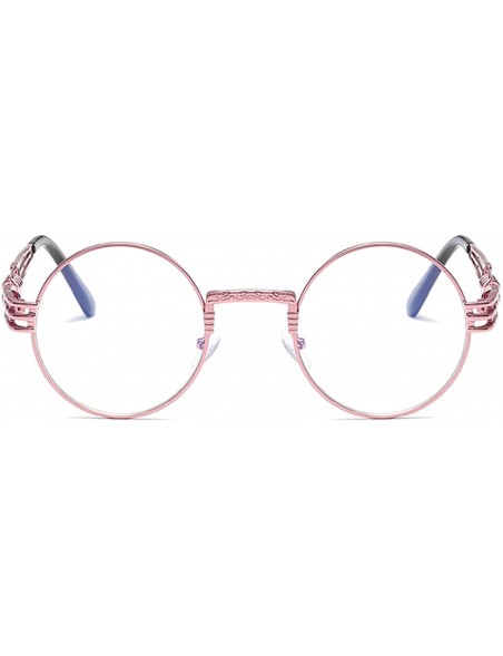 Round Womens Sunglasses Round Punk Fashion Sunglasses Small - Pink Frame+transparent Lens - CF18Q3MLAO9 $22.73