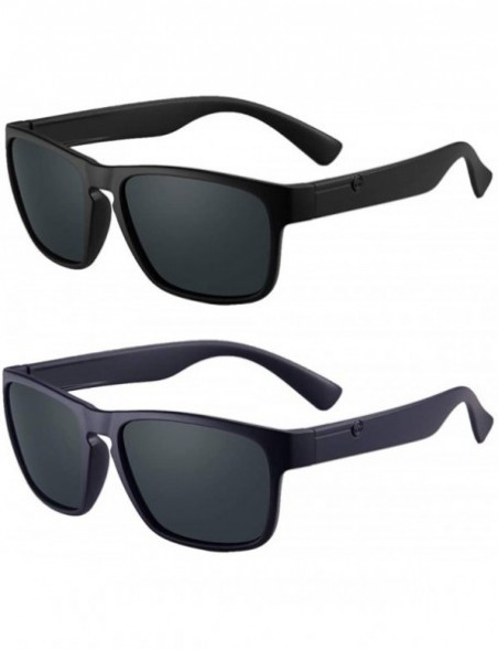 Square Polarized Sunglasses Anti Glare Blocking - Black&mate Black - CU198KQ8WIC $20.05