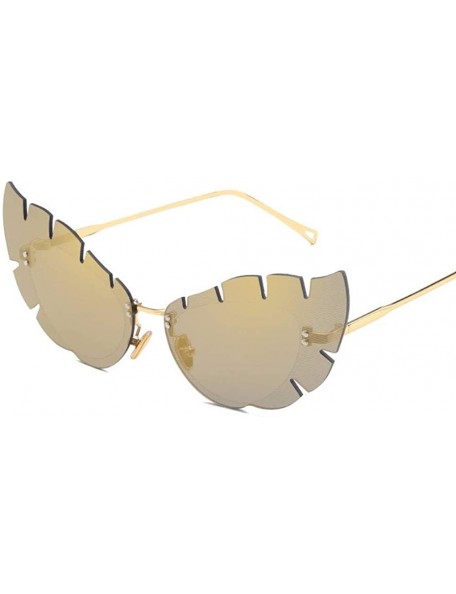 Aviator Metal sunglasses Irregular sunglasses Men's leaf-shaped lenses sunglasses - E - C018QCC73UT $37.05