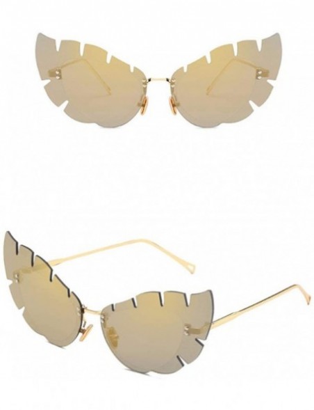 Aviator Metal sunglasses Irregular sunglasses Men's leaf-shaped lenses sunglasses - E - C018QCC73UT $37.05