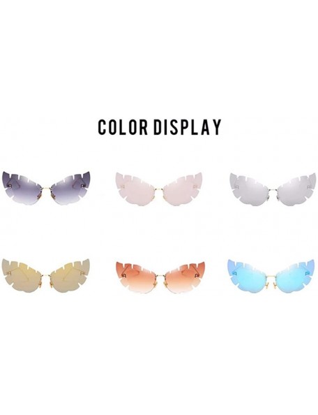 Aviator Metal sunglasses Irregular sunglasses Men's leaf-shaped lenses sunglasses - E - C018QCC73UT $37.05