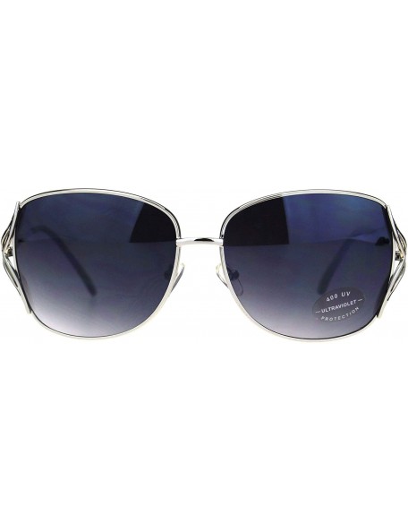 Butterfly Womens Silver Luxury Metal Rim Butterfly Ribbon Arm Fashion Sunglasses - C418LNMYLI8 $7.28