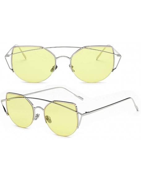 Goggle Trendy Sunglasses Outdoor Travel Goggle HD lenses with Case PC Durable Frame UV Protection - Yellow - CF18LMXR9D0 $13.74