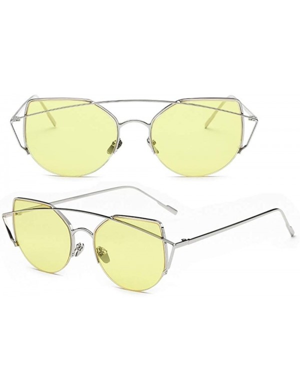 Goggle Trendy Sunglasses Outdoor Travel Goggle HD lenses with Case PC Durable Frame UV Protection - Yellow - CF18LMXR9D0 $13.74