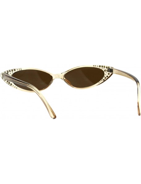 Oval Womens Rhinestone Sunglasses Sexy Oval Cateye Skinny Frame UV 400 - Beige (Brown) - C818O503ZNU $8.28