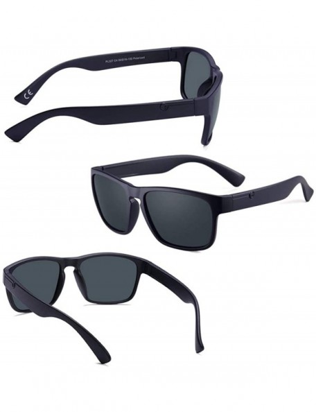 Square Polarized Sunglasses Anti Glare Blocking - Black&mate Black - CU198KQ8WIC $20.05