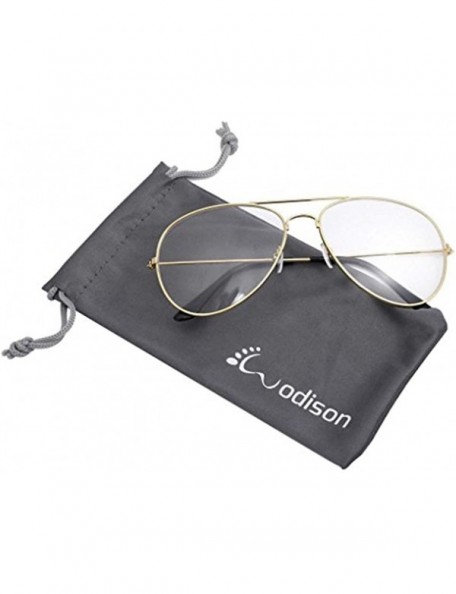 Oversized Vintage Mirrored Aviator Sunglasses for Women Men Reflective Lens Metal Frame - Gold Frame Clear Lens - C8182WL99KM...