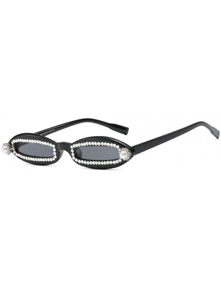 Oval Fashion New Luxury Trend Diamond Sunglasses Women Men Retro Pearl Small Oval Shades Glasses UV400 - Pearl - CK194THWIGH ...
