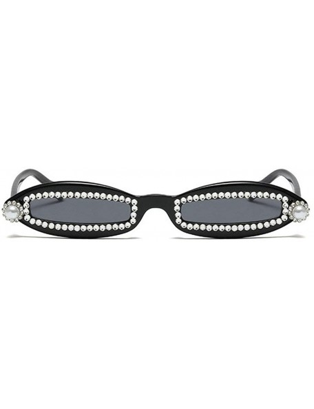 Oval Fashion New Luxury Trend Diamond Sunglasses Women Men Retro Pearl Small Oval Shades Glasses UV400 - Pearl - CK194THWIGH ...