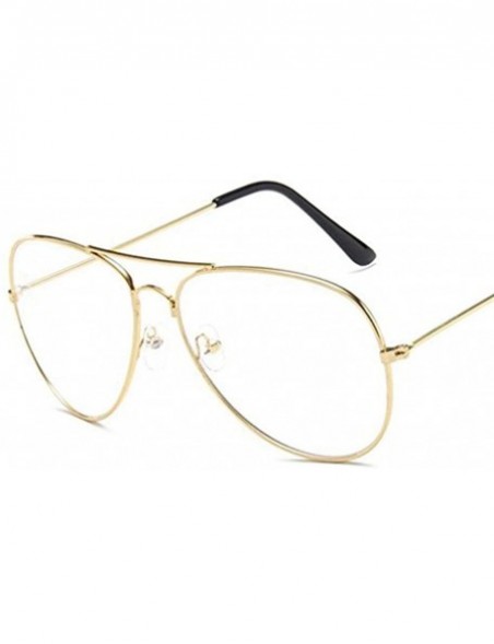 Oversized Vintage Mirrored Aviator Sunglasses for Women Men Reflective Lens Metal Frame - Gold Frame Clear Lens - C8182WL99KM...