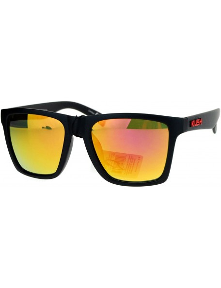 Square KUSH Sunglasses Classic Square Matte Black Frame Mirror Lens UV 400 - Matte Black Red - CQ185WLKI4O $8.51