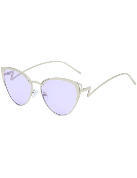 Rectangular Retro Cat Eye Fashion Metal Frame Tinted Lenses Women Sunglasses UV400 - Purple - CN18NKZH6LH $13.05