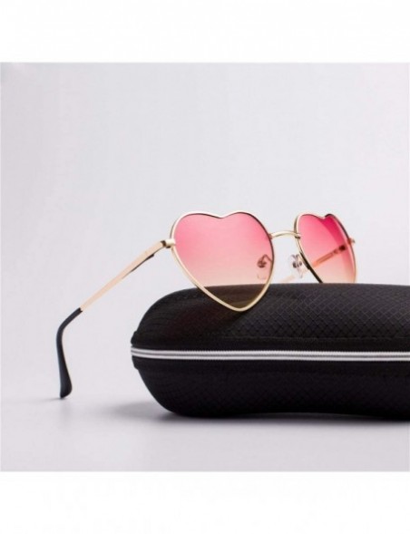 Aviator Fashion Heart Shaped Sunglasses Women Brand Designer Lady Metal Reflective C5 - C2 - CR18YQUHTXN $8.51