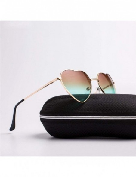 Aviator Fashion Heart Shaped Sunglasses Women Brand Designer Lady Metal Reflective C5 - C2 - CR18YQUHTXN $8.51