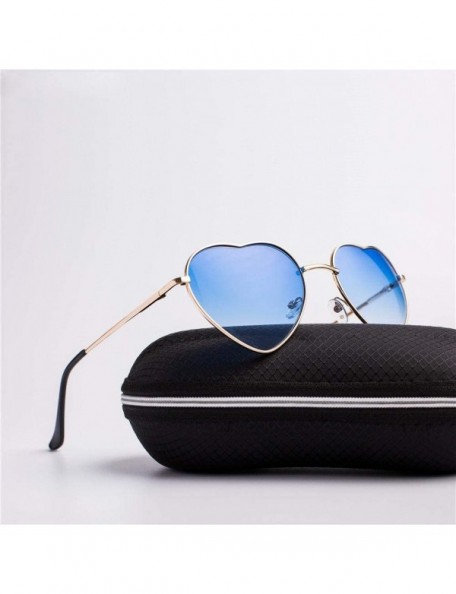 Aviator Fashion Heart Shaped Sunglasses Women Brand Designer Lady Metal Reflective C5 - C2 - CR18YQUHTXN $8.51