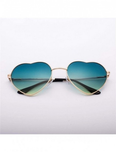 Aviator Fashion Heart Shaped Sunglasses Women Brand Designer Lady Metal Reflective C5 - C2 - CR18YQUHTXN $8.51