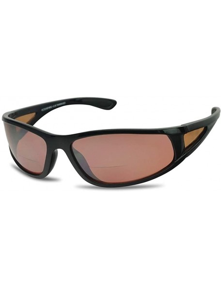 Shield Driving Bifocal Polycarbonate Reading Sunglasses - Shiny Black - Amber - CH1972DIDE8 $15.87