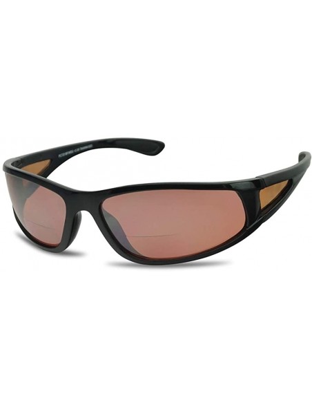 Shield Driving Bifocal Polycarbonate Reading Sunglasses - Shiny Black - Amber - CH1972DIDE8 $15.87