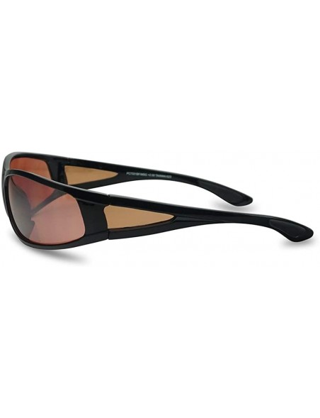 Shield Driving Bifocal Polycarbonate Reading Sunglasses - Shiny Black - Amber - CH1972DIDE8 $15.87