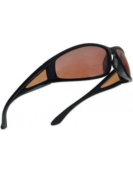 Shield Driving Bifocal Polycarbonate Reading Sunglasses - Shiny Black - Amber - CH1972DIDE8 $15.87