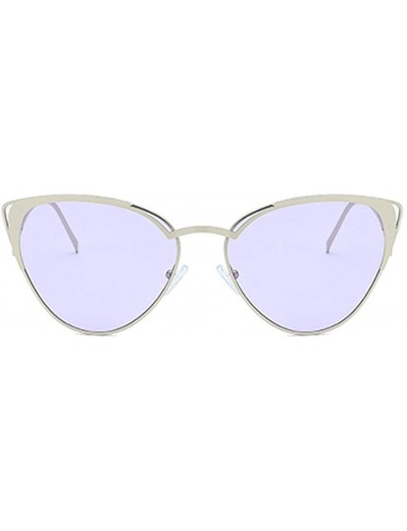 Rectangular Retro Cat Eye Fashion Metal Frame Tinted Lenses Women Sunglasses UV400 - Purple - CN18NKZH6LH $13.05