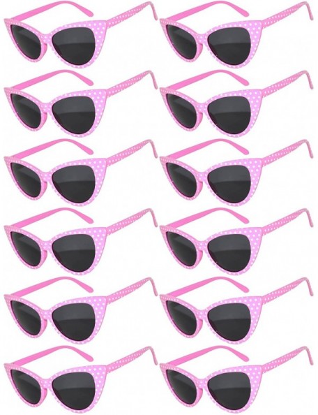 Cat Eye Retro Women's Cat Eye Vintage Sunglasses Smoke Lens 12 PCS wholesale - Cat_eye_12p_smoke_pink_dots_wh - CH185UTWQD3 $...