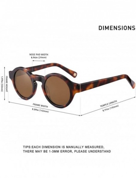 Round Retro Sunglasses For Women Men - Vintage Polarized Acetate Sun Glasses With Small Round Classic Designer Style - CD1966...