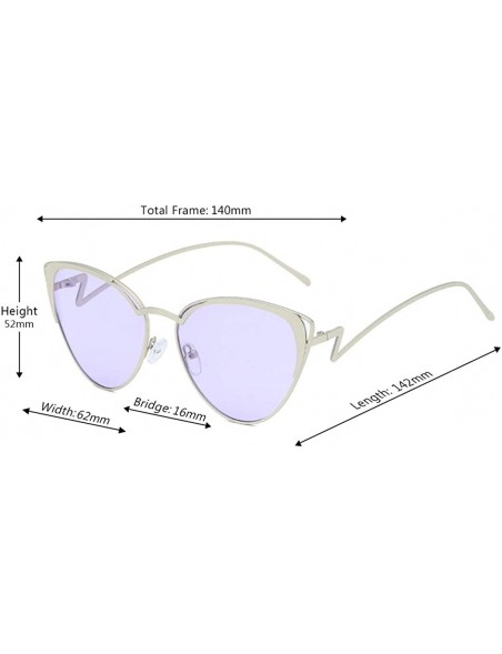 Rectangular Retro Cat Eye Fashion Metal Frame Tinted Lenses Women Sunglasses UV400 - Purple - CN18NKZH6LH $13.05