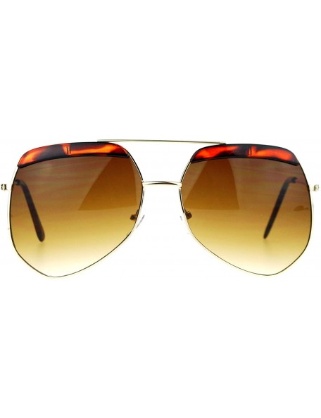 Butterfly Retro Plastic Eyebrow Oversize Octagonal Pilot Sunglasses - Gold Tortoise - C412FX2J2MX $22.08