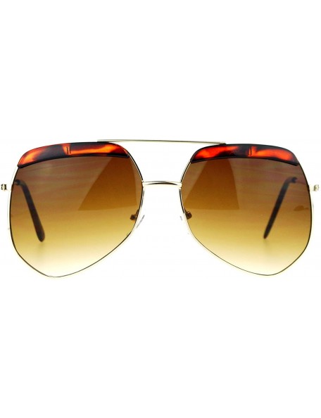 Butterfly Retro Plastic Eyebrow Oversize Octagonal Pilot Sunglasses - Gold Tortoise - C412FX2J2MX $13.91