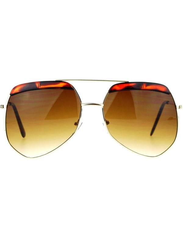 Butterfly Retro Plastic Eyebrow Oversize Octagonal Pilot Sunglasses - Gold Tortoise - C412FX2J2MX $13.91