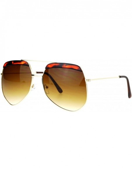 Butterfly Retro Plastic Eyebrow Oversize Octagonal Pilot Sunglasses - Gold Tortoise - C412FX2J2MX $13.91