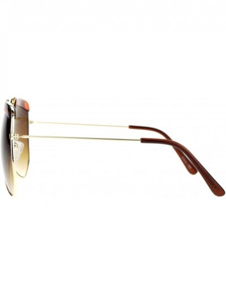 Butterfly Retro Plastic Eyebrow Oversize Octagonal Pilot Sunglasses - Gold Tortoise - C412FX2J2MX $13.91