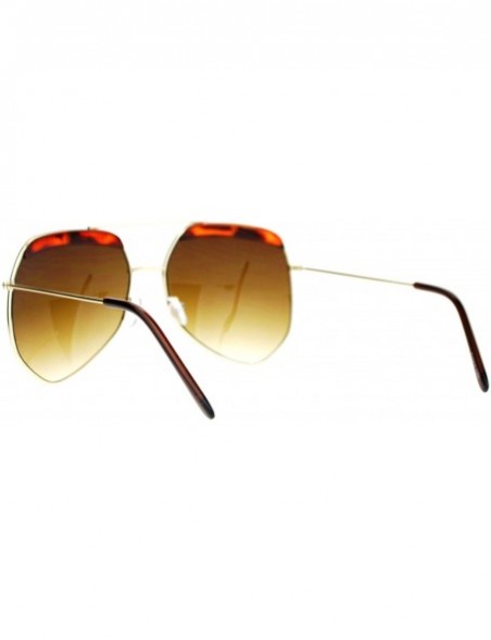 Butterfly Retro Plastic Eyebrow Oversize Octagonal Pilot Sunglasses - Gold Tortoise - C412FX2J2MX $13.91