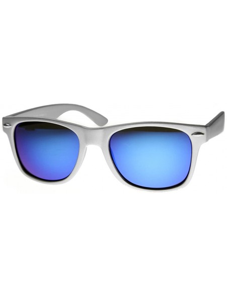 Wayfarer Classic Horn Rimmed Sunglasses with Flash Mirro Lens - Silver Ice - C111XOOBBYF $9.64