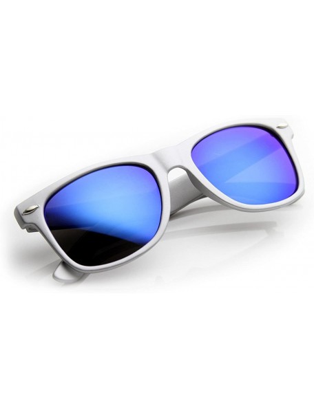 Wayfarer Classic Horn Rimmed Sunglasses with Flash Mirro Lens - Silver Ice - C111XOOBBYF $9.64