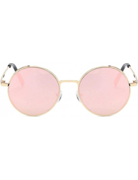 Rimless Sunglasses - Women Classic Round Semi-Rimless Polarized Unisex Glasses - E - CP189SHN0ZG $9.38