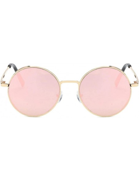 Rimless Sunglasses - Women Classic Round Semi-Rimless Polarized Unisex Glasses - E - CP189SHN0ZG $9.38