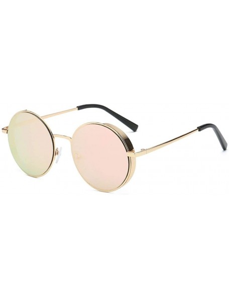 Rimless Sunglasses - Women Classic Round Semi-Rimless Polarized Unisex Glasses - E - CP189SHN0ZG $9.38