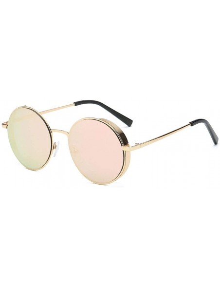 Rimless Sunglasses - Women Classic Round Semi-Rimless Polarized Unisex Glasses - E - CP189SHN0ZG $9.38
