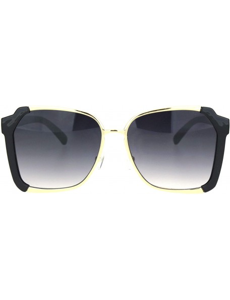 Butterfly Womens Futuristic Flat Lens Designer Fashion Butterfly Sunglasses - Black Gold Gradient Black - CJ18O9NMSY9 $11.63