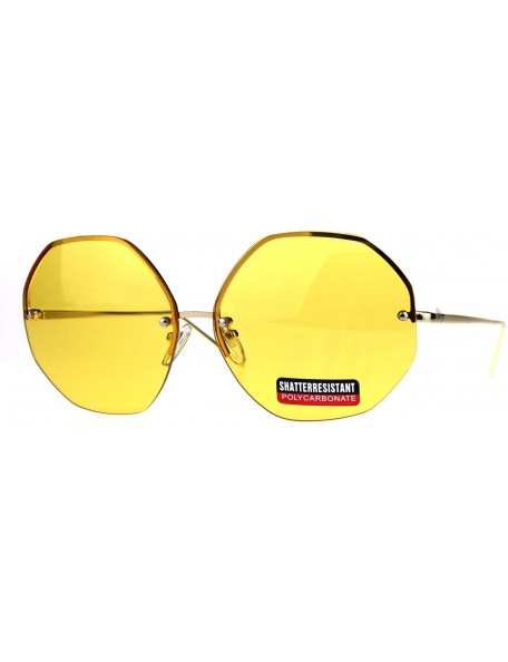 Round Womens Half Rim Sunglasses Round Octagon Shape Color Lens Shades UV 400 - Gold - C018CGIMG04 $14.92