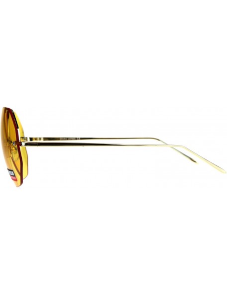 Round Womens Half Rim Sunglasses Round Octagon Shape Color Lens Shades UV 400 - Gold - C018CGIMG04 $14.92
