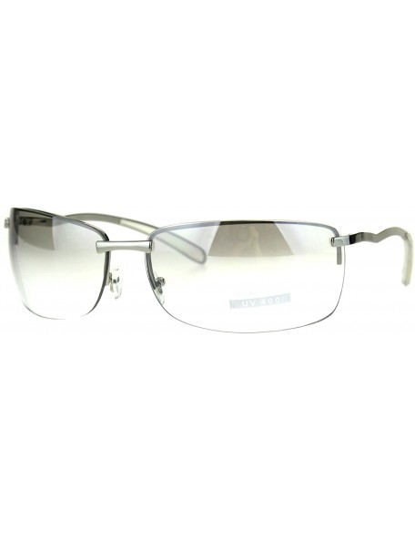 Rectangular Rimless Rectangular Mens Agent Designer Narrow Metal Sunglasses - Clear - CB186H50ICM $13.81