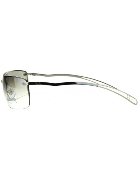 Rectangular Rimless Rectangular Mens Agent Designer Narrow Metal Sunglasses - Clear - CB186H50ICM $13.81