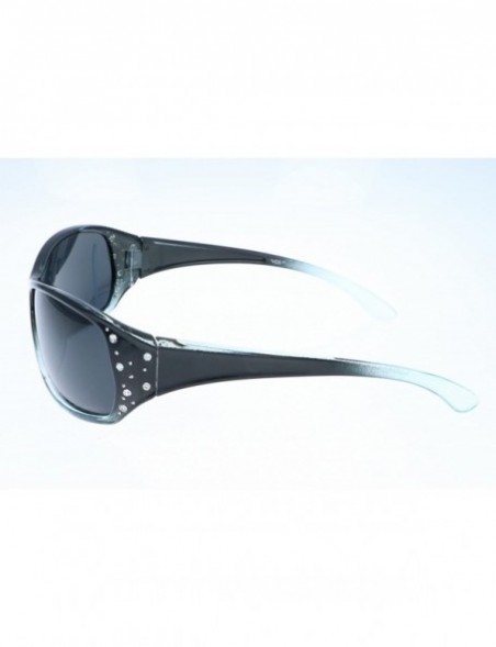 Round Women's Polarized Sunglasses Designer Sport Fashion Rhinestones Free Pouch - Blue & Black - CB11PQCC7WX $15.89