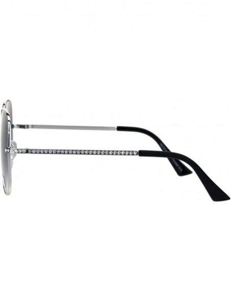 Square Womens Square Metal Frame Sunglasses Rhinestone Design Temple UV 400 - Silver (Smoke) - CN18R7AOR43 $11.10