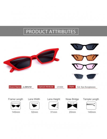 Square Cat Eye Sunglasses Small Square Shades Vintage Fashion Narrow UV 400 Protection M78 - Red Frame/Grey Lens - CC18N0D5C4...