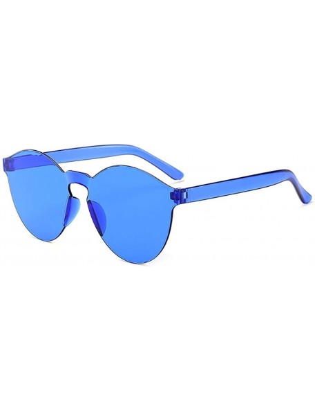 Round Unisex Fashion Candy Colors Round Outdoor Sunglasses Sunglasses - Dark Blue - CE199S5KCD6 $19.07