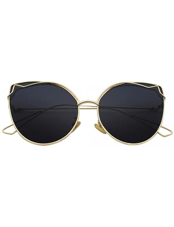 Cat Eye Women Vintage Cat Eye Sunglasses UV400 Metal Frame Sunglasses Eyewear - Black-gold - CQ19749UA3X $14.19